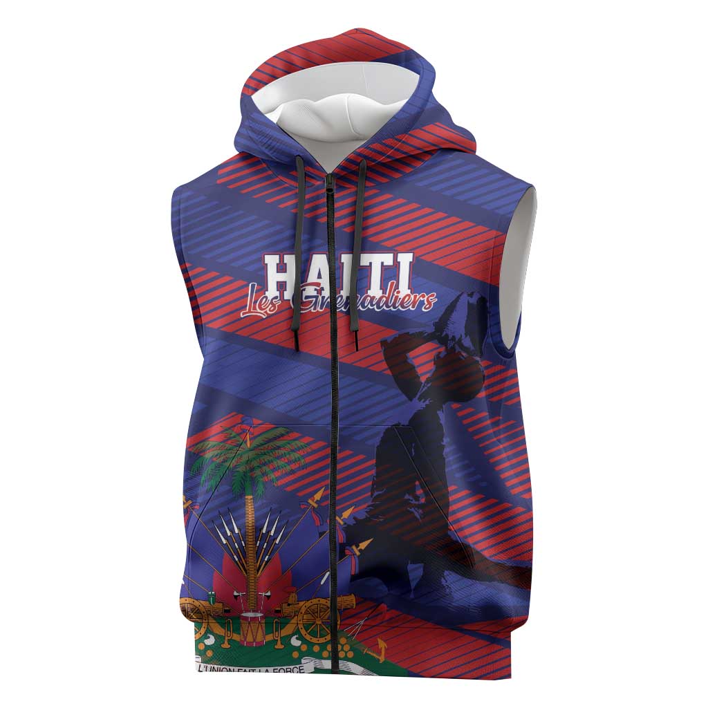 Haiti Football Personalized Les Grenadiers Sleeveless Zip Hoodie Echoes of History - Wonder Print Shop