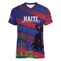 Haiti Football Personalized Les Grenadiers Women V-Neck T-Shirt Echoes of History - Wonder Print Shop