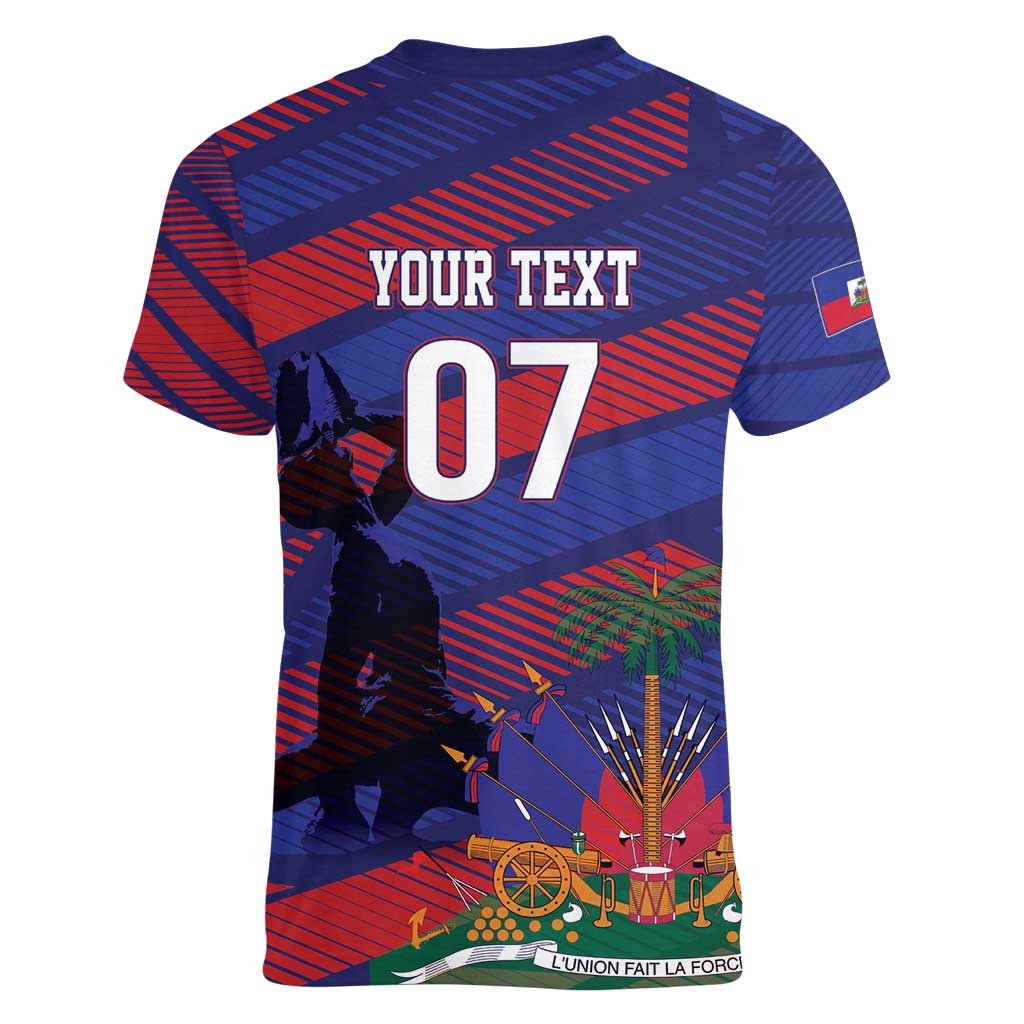 Haiti Football Personalized Les Grenadiers Women V-Neck T-Shirt Echoes of History - Wonder Print Shop