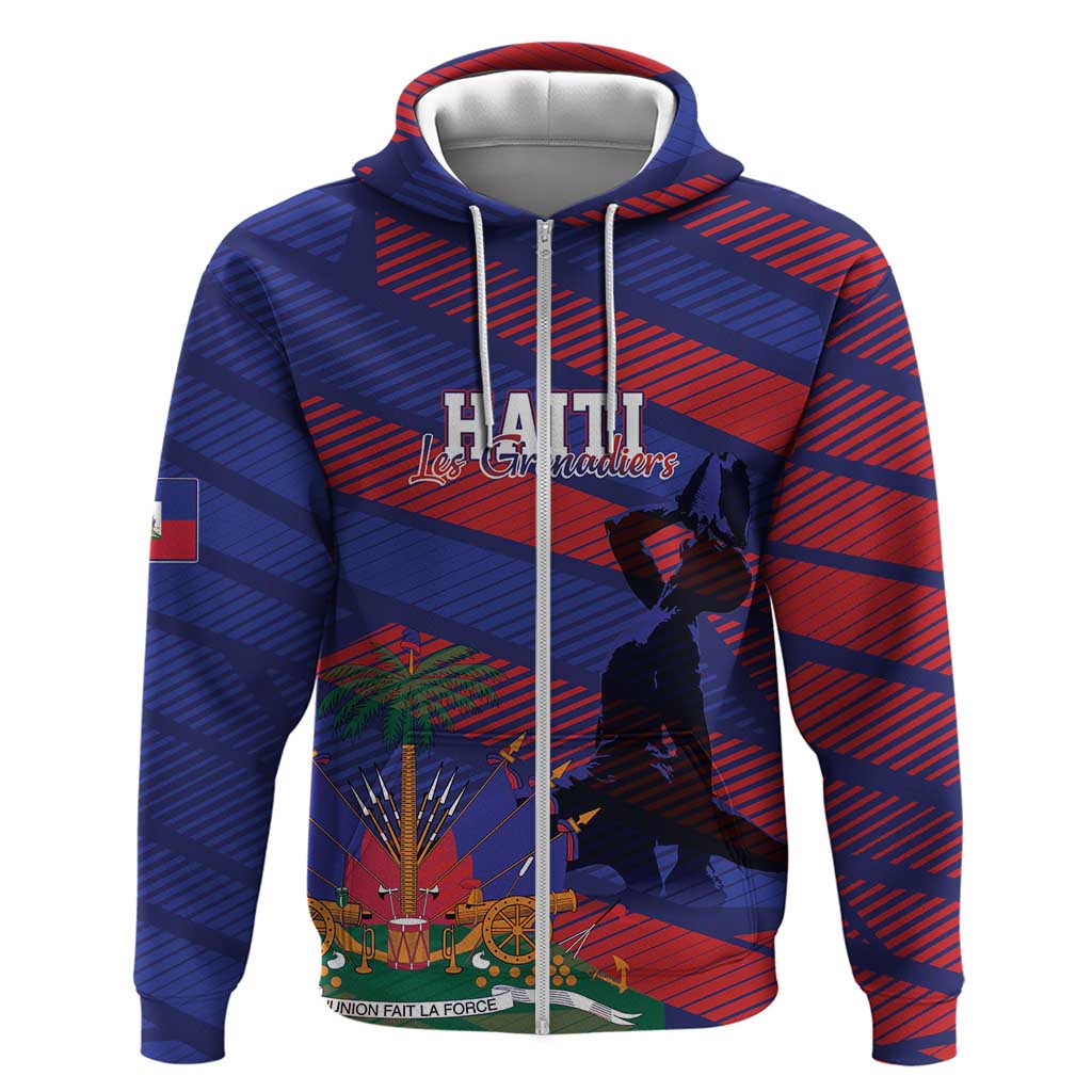 Haiti Football Personalized Les Grenadiers Zip Hoodie Echoes of History - Wonder Print Shop