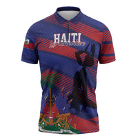 Haiti Football Personalized Les Grenadiers Zipper Polo Shirt Echoes of History - Wonder Print Shop