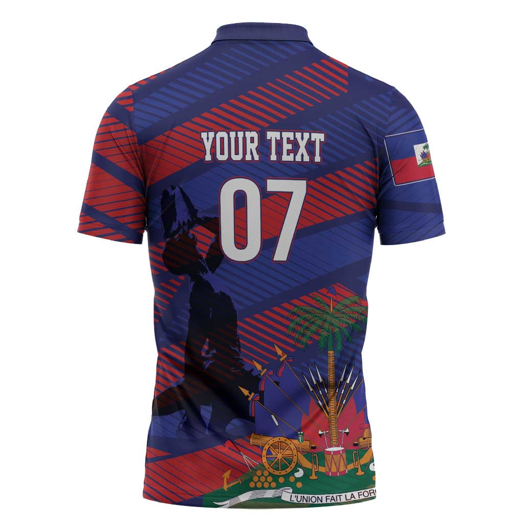 Haiti Football Personalized Les Grenadiers Zipper Polo Shirt Echoes of History - Wonder Print Shop