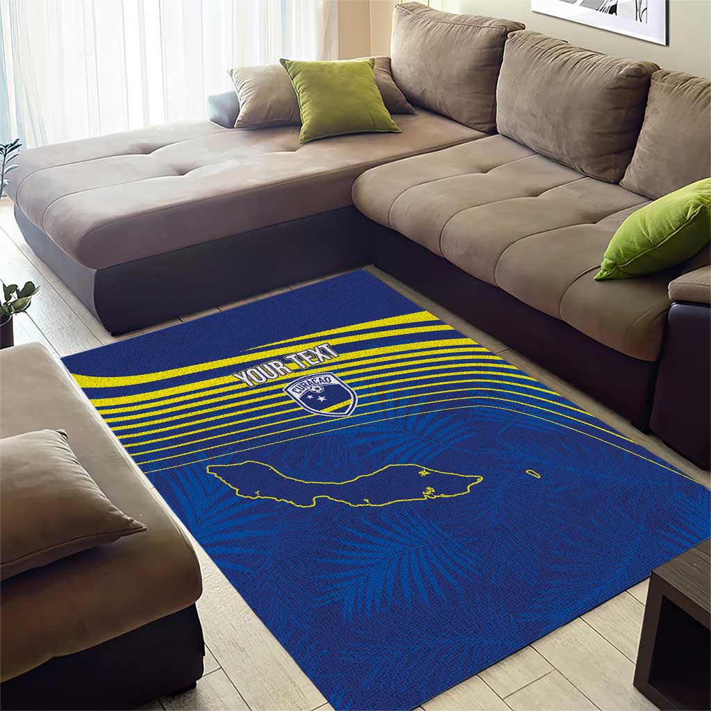 Curacao Football Custom Korsou Blue Wave Area Rug Making History - Wonder Print Shop