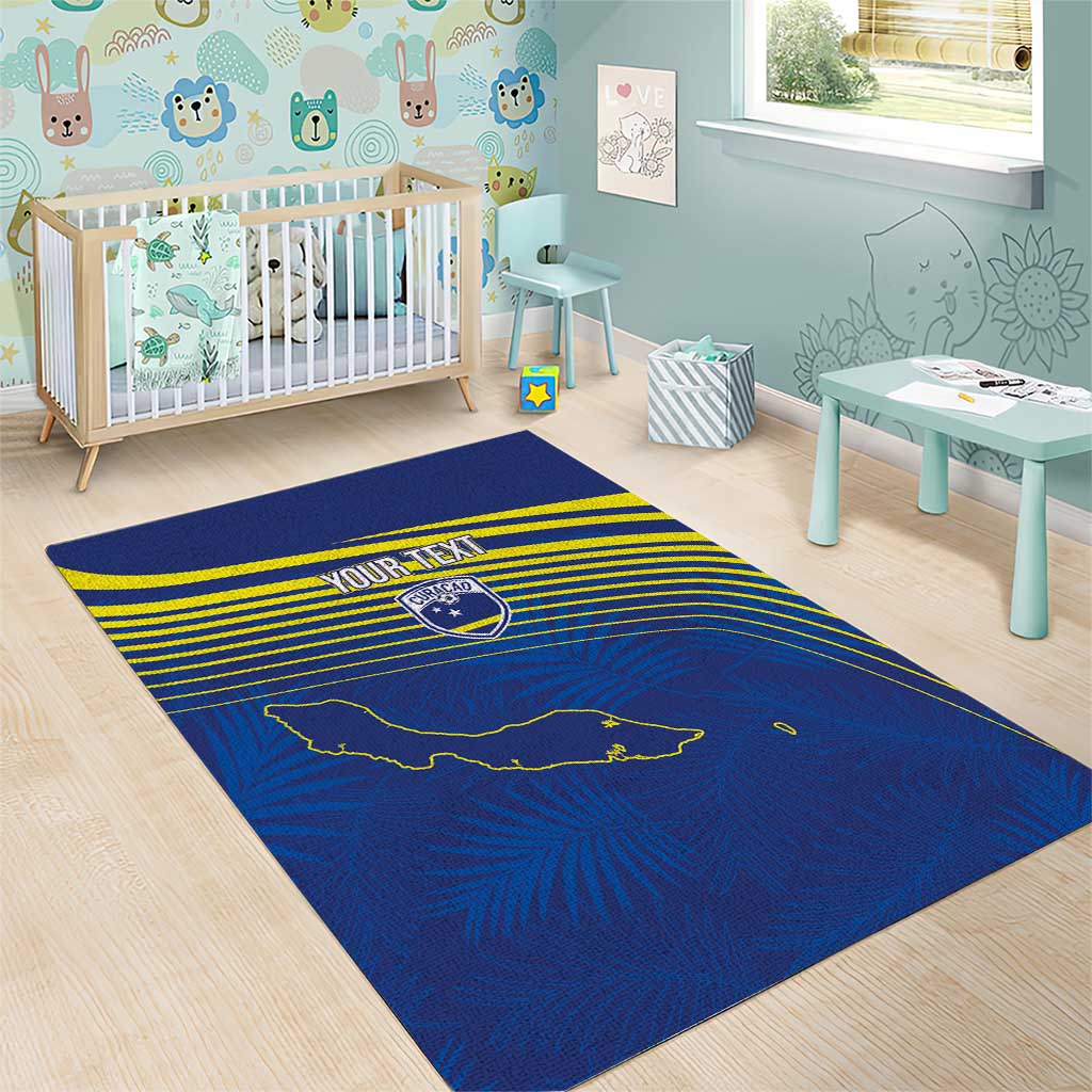 Curacao Football Custom Korsou Blue Wave Area Rug Making History - Wonder Print Shop