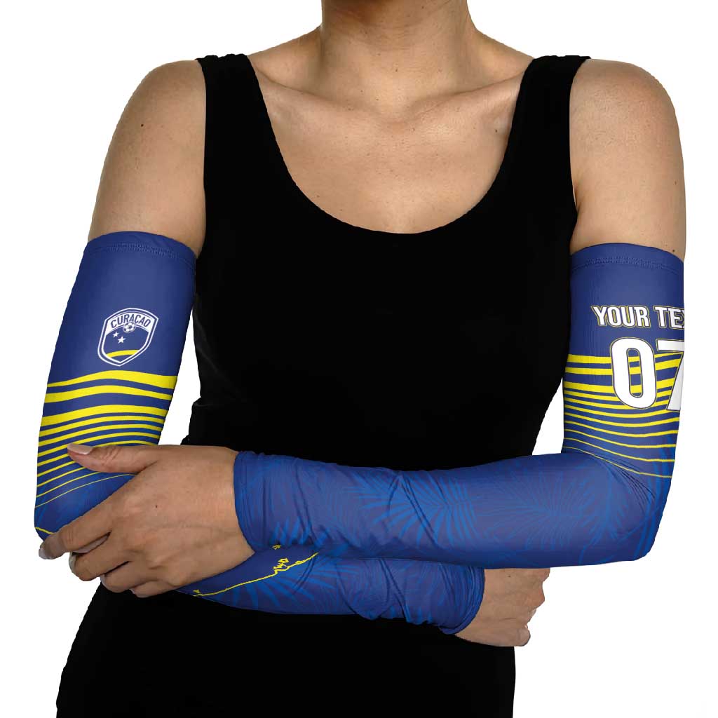 Curacao Football Custom Korsou Blue Wave Arm Sleeves Making History - Wonder Print Shop