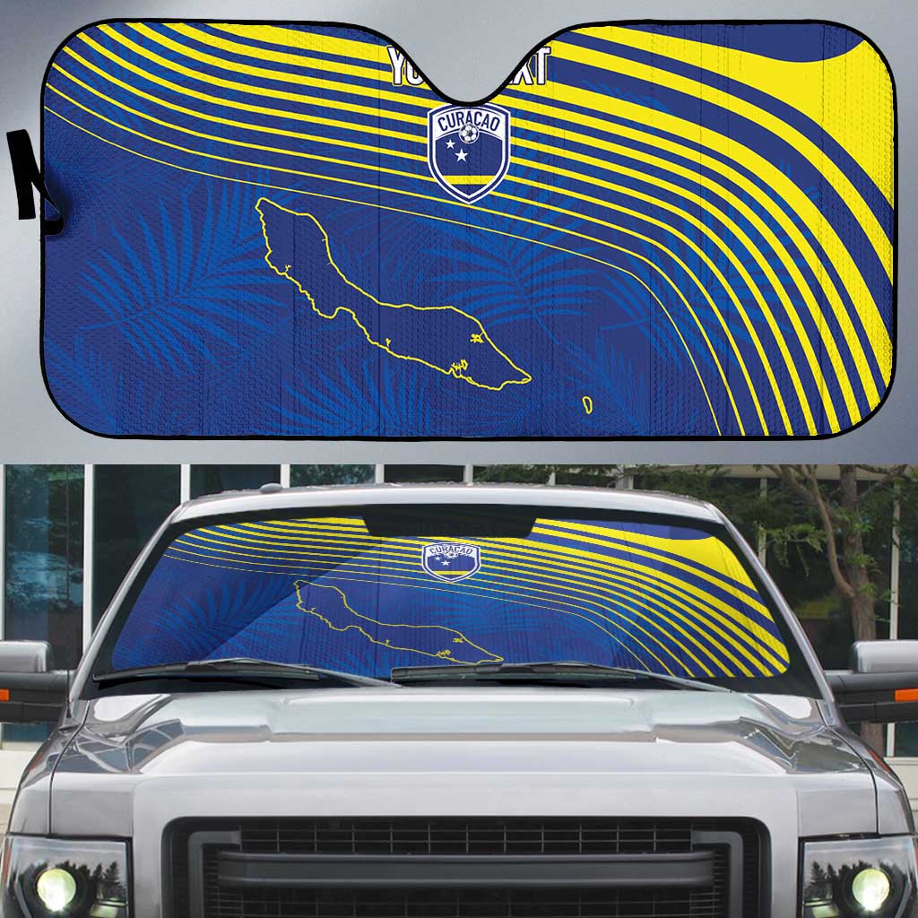 Curacao Football Custom Korsou Blue Wave Auto Sun Shade Making History - Wonder Print Shop