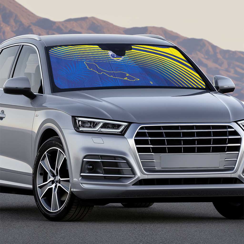 Curacao Football Custom Korsou Blue Wave Auto Sun Shade Making History - Wonder Print Shop