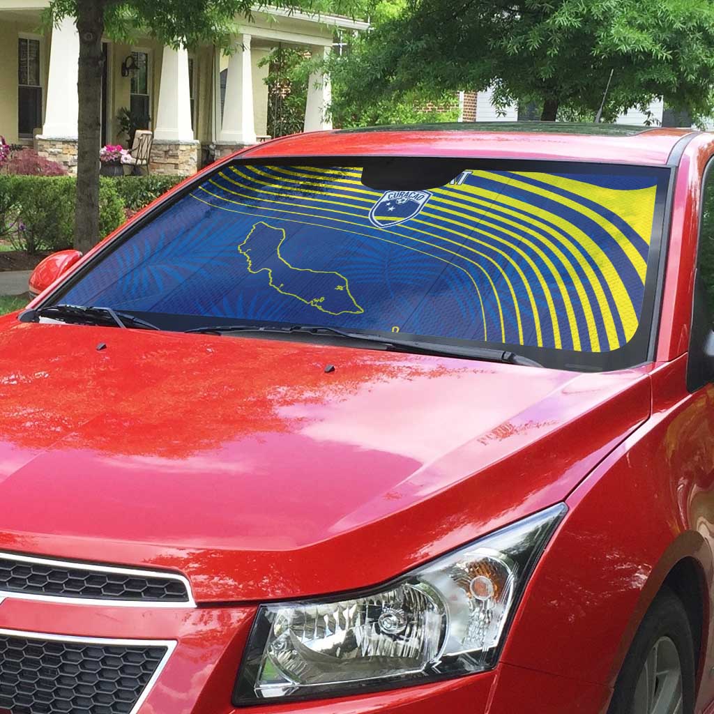 Curacao Football Custom Korsou Blue Wave Auto Sun Shade Making History - Wonder Print Shop