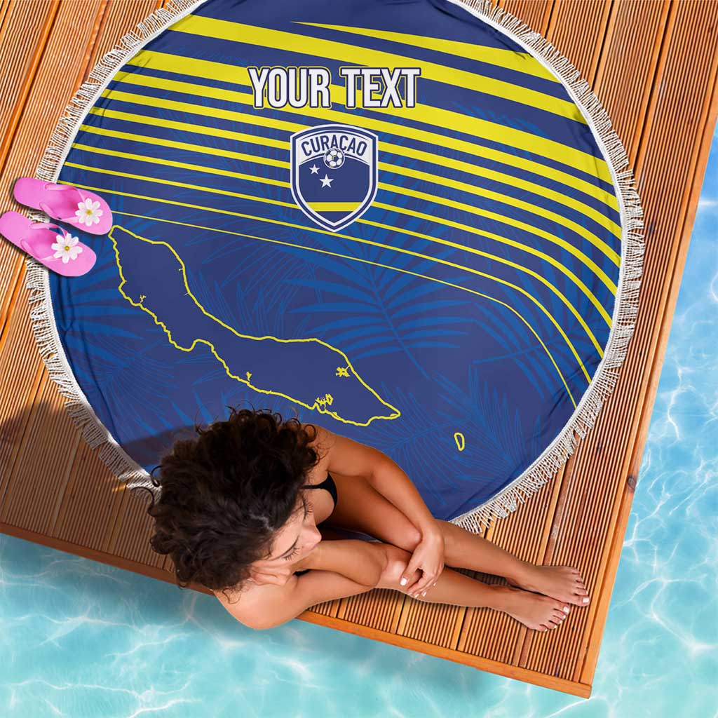 Curacao Football Custom Korsou Blue Wave Beach Blanket Making History - Wonder Print Shop