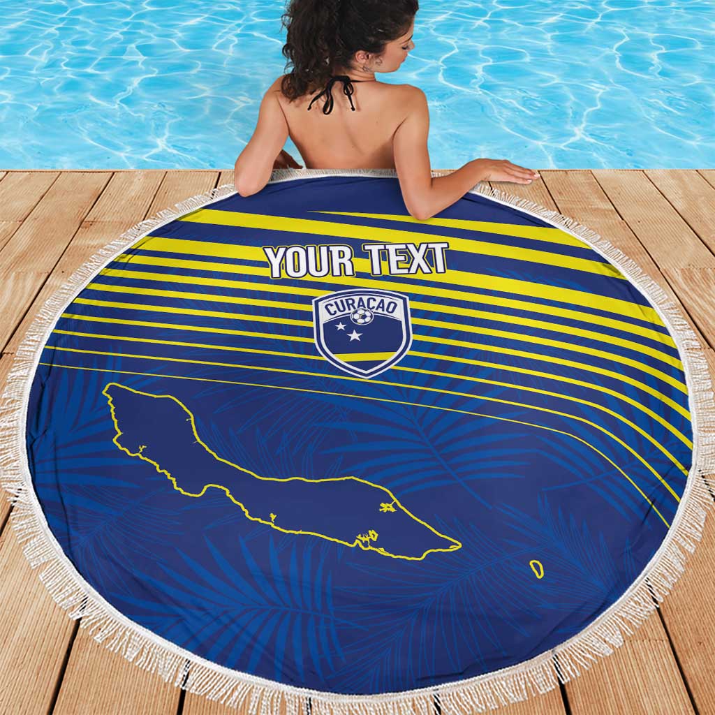 Curacao Football Custom Korsou Blue Wave Beach Blanket Making History - Wonder Print Shop