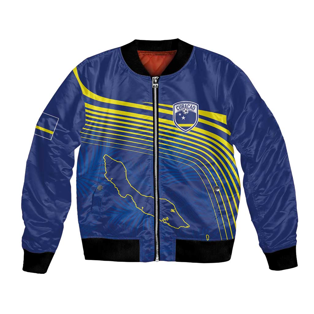 Curacao Football Custom Korsou Blue Wave Bomber Jacket Making History - Wonder Print Shop