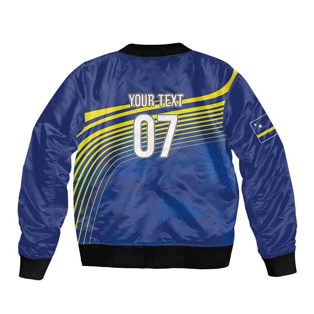 Curacao Football Custom Korsou Blue Wave Bomber Jacket Making History - Wonder Print Shop