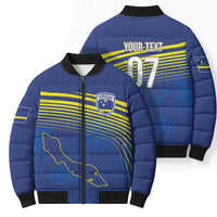 Curacao Football Custom Korsou Blue Wave Bomber Puffer Jacket Making History - Wonder Print Shop