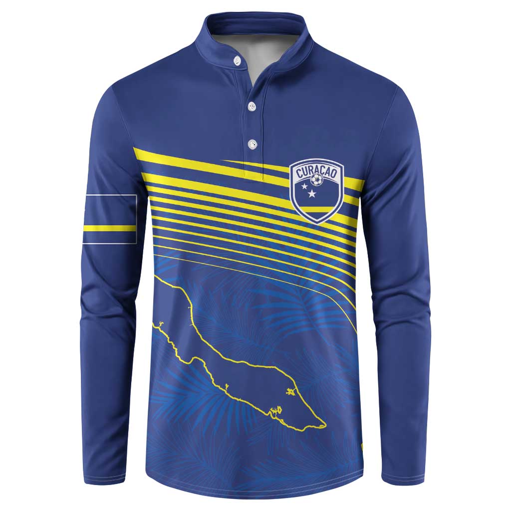 Curacao Football Custom Korsou Blue Wave Button Sweatshirt Making History - Wonder Print Shop