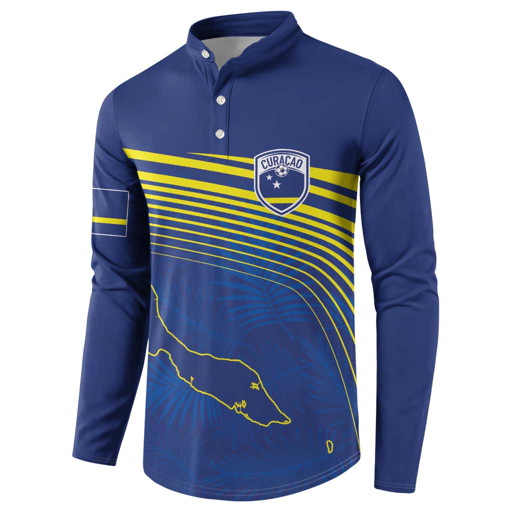 Curacao Football Custom Korsou Blue Wave Button Sweatshirt Making History - Wonder Print Shop