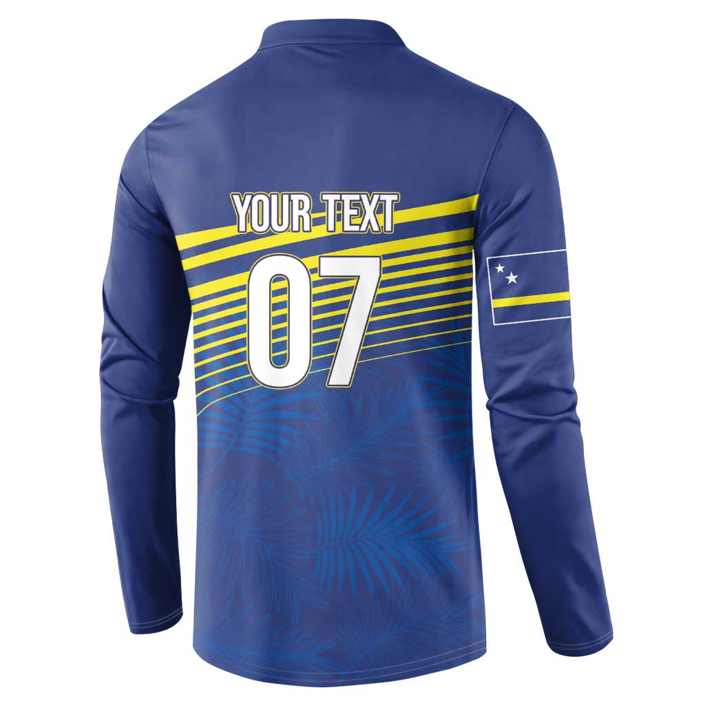 Curacao Football Custom Korsou Blue Wave Button Sweatshirt Making History - Wonder Print Shop