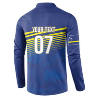 Curacao Football Custom Korsou Blue Wave Button Sweatshirt Making History - Wonder Print Shop