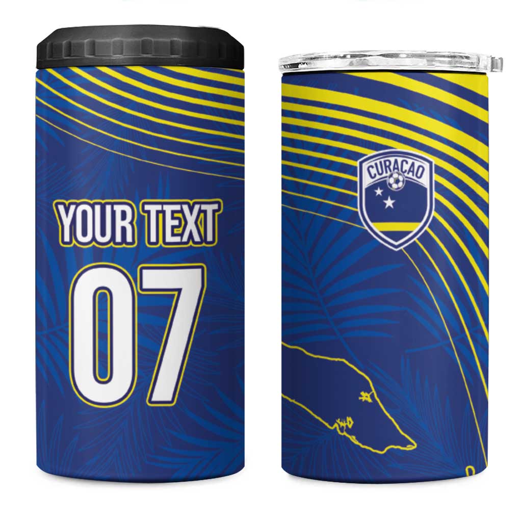 Curacao Football Custom Korsou Blue Wave 4 in 1 Can Cooler Tumbler Making History - Wonder Print Shop