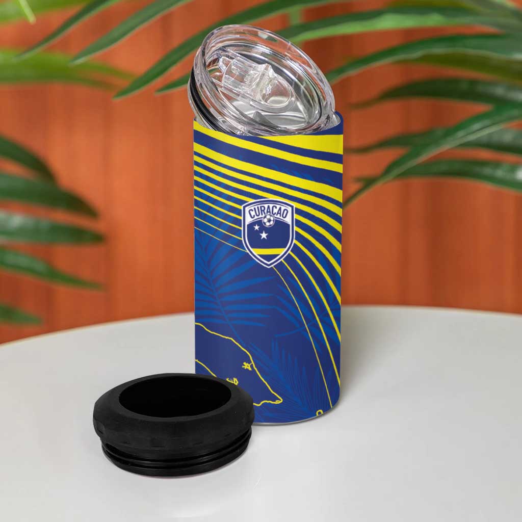 Curacao Football Custom Korsou Blue Wave 4 in 1 Can Cooler Tumbler Making History - Wonder Print Shop
