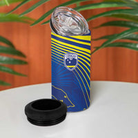 Curacao Football Custom Korsou Blue Wave 4 in 1 Can Cooler Tumbler Making History - Wonder Print Shop