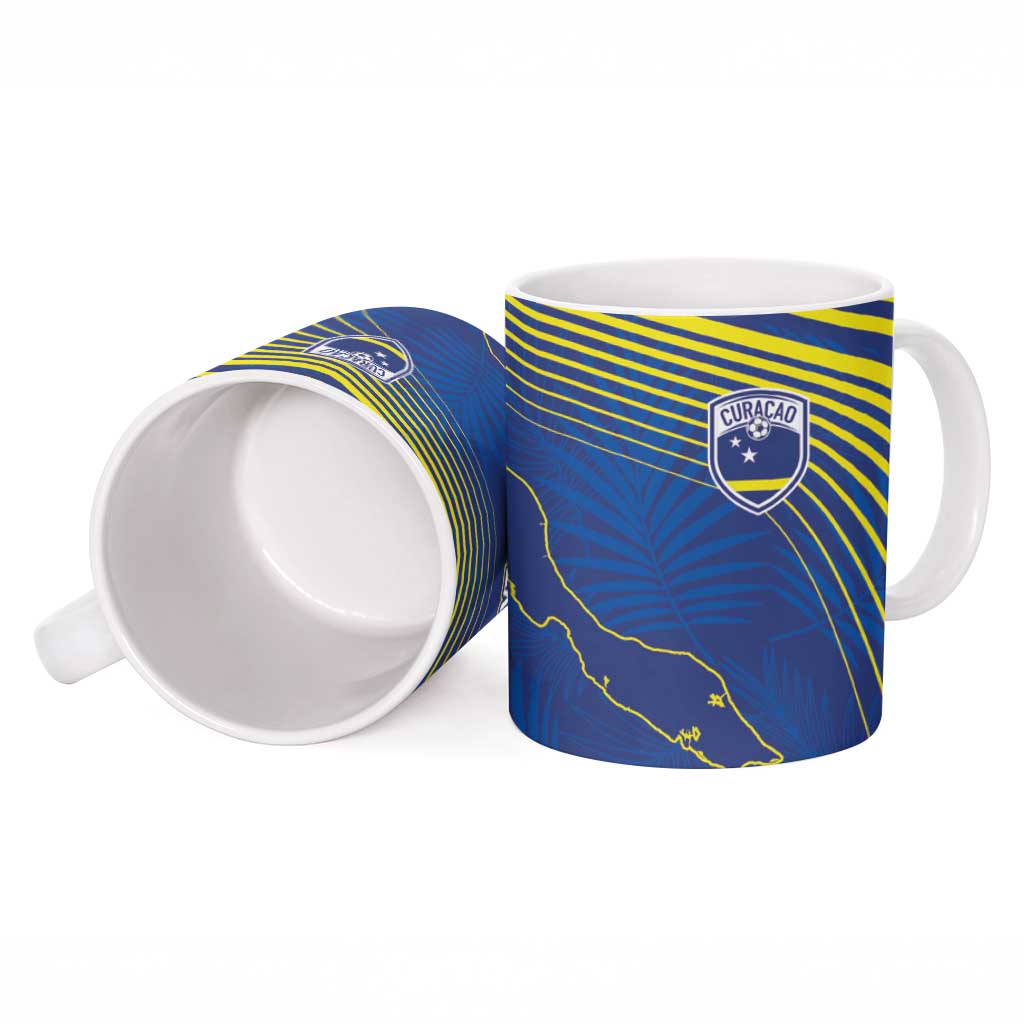 Curacao Football Custom Korsou Blue Wave Ceramic Mug Making History - Wonder Print Shop
