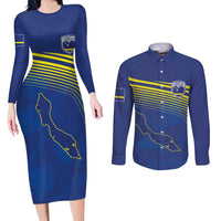 Curacao Football Custom Korsou Blue Wave Couples Matching Long Sleeve Bodycon Dress and Long Sleeve Button Shirt Making History - Wonder Print Shop