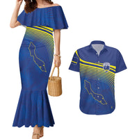 Curacao Football Custom Korsou Blue Wave Couples Matching Mermaid Dress and Hawaiian Shirt Making History - Wonder Print Shop