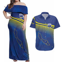 Curacao Football Custom Korsou Blue Wave Couples Matching Off Shoulder Maxi Dress and Hawaiian Shirt Making History - Wonder Print Shop