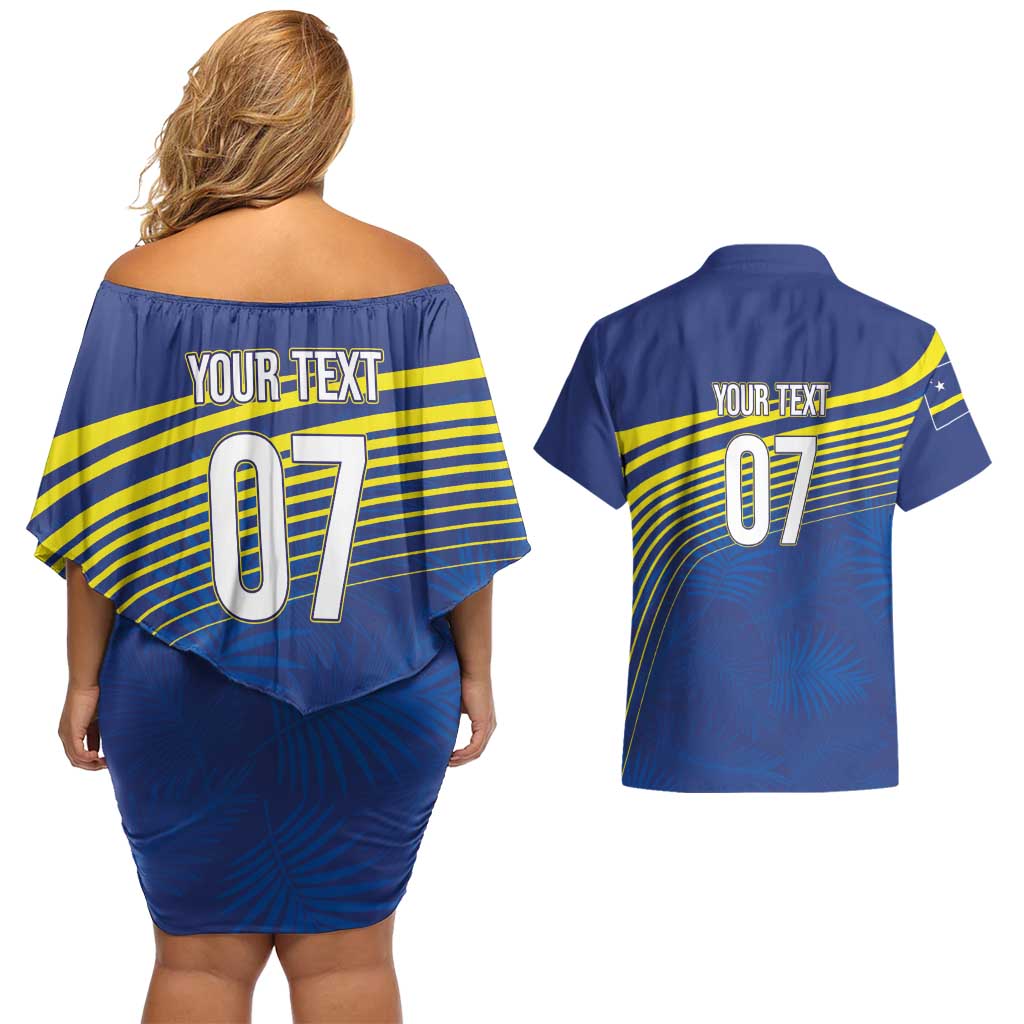 Curacao Football Custom Korsou Blue Wave Couples Matching Off Shoulder Short Dress and Hawaiian Shirt Making History - Wonder Print Shop