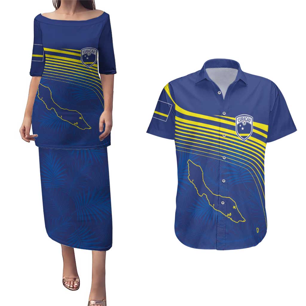 Curacao Football Custom Korsou Blue Wave Couples Matching Puletasi and Hawaiian Shirt Making History - Wonder Print Shop
