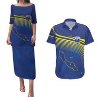 Curacao Football Custom Korsou Blue Wave Couples Matching Puletasi and Hawaiian Shirt Making History - Wonder Print Shop