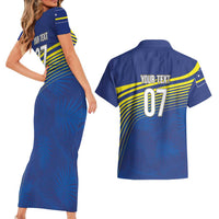 Curacao Football Custom Korsou Blue Wave Couples Matching Short Sleeve Bodycon Dress and Hawaiian Shirt Making History - Wonder Print Shop