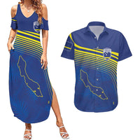 Curacao Football Custom Korsou Blue Wave Couples Matching Summer Maxi Dress and Hawaiian Shirt Making History - Wonder Print Shop