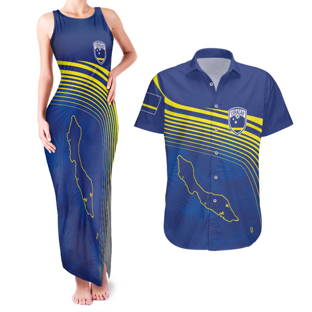 Curacao Football Custom Korsou Blue Wave Couples Matching Tank Maxi Dress and Hawaiian Shirt Making History - Wonder Print Shop