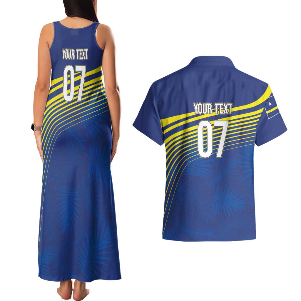 Curacao Football Custom Korsou Blue Wave Couples Matching Tank Maxi Dress and Hawaiian Shirt Making History - Wonder Print Shop