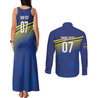 Curacao Football Custom Korsou Blue Wave Couples Matching Tank Maxi Dress and Long Sleeve Button Shirt Making History - Wonder Print Shop