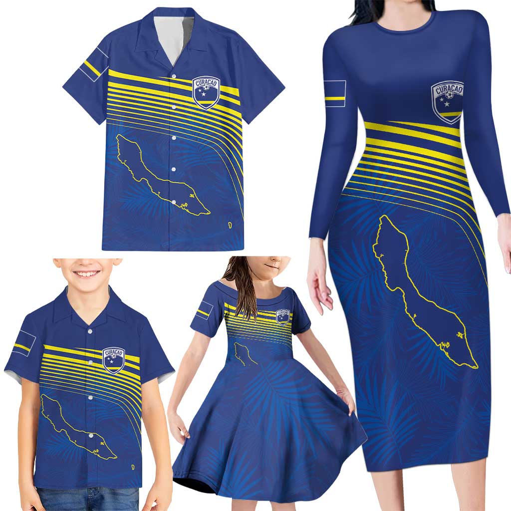 Curacao Football Custom Korsou Blue Wave Family Matching Long Sleeve Bodycon Dress and Hawaiian Shirt Making History - Wonder Print Shop
