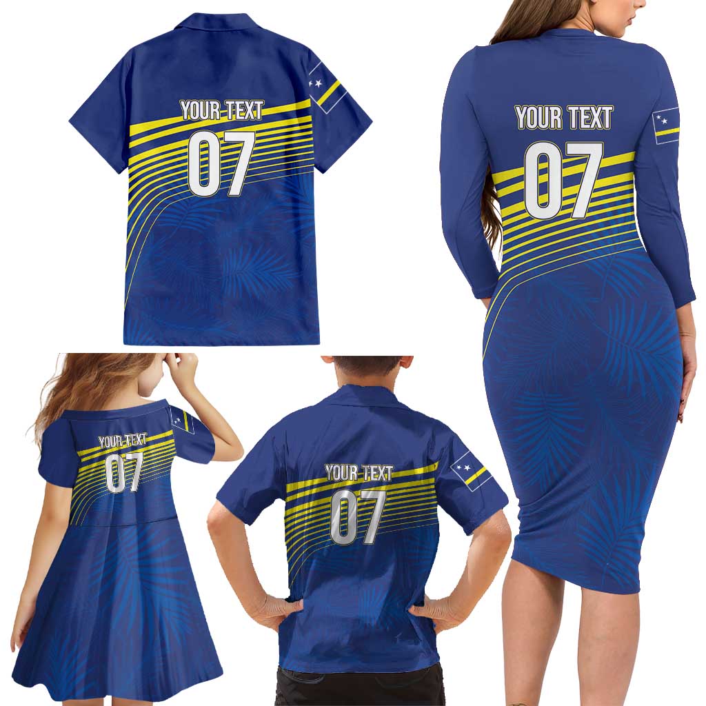 Curacao Football Custom Korsou Blue Wave Family Matching Long Sleeve Bodycon Dress and Hawaiian Shirt Making History - Wonder Print Shop