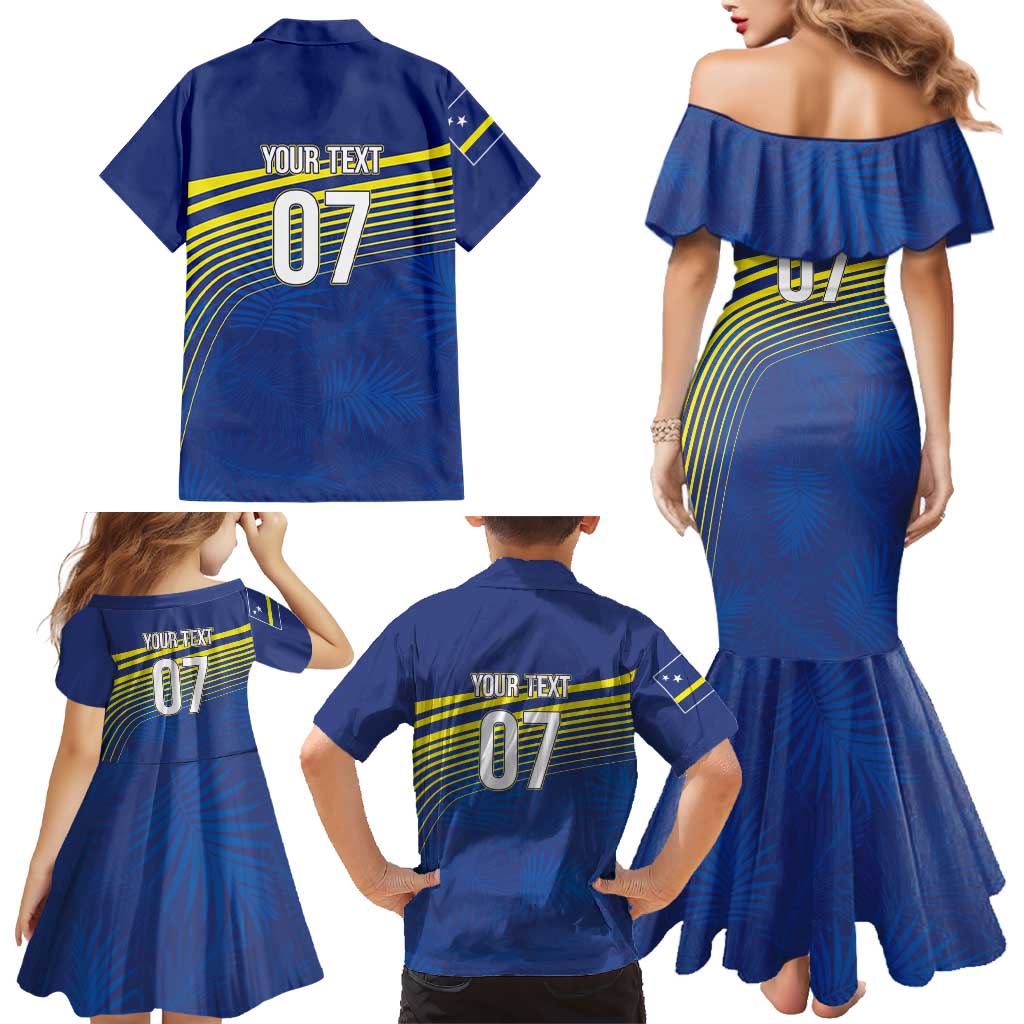 Curacao Football Custom Korsou Blue Wave Family Matching Mermaid Dress and Hawaiian Shirt Making History - Wonder Print Shop