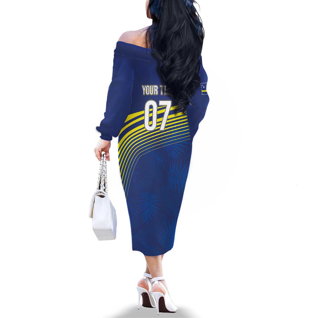 Curacao Football Custom Korsou Blue Wave Family Matching Off The Shoulder Long Sleeve Dress and Hawaiian Shirt Making History - Wonder Print Shop