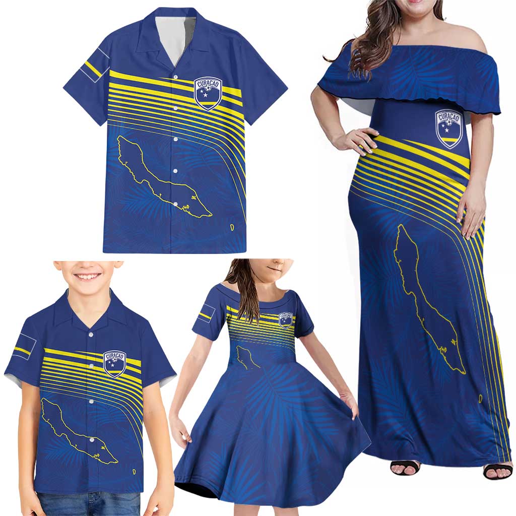 Curacao Football Custom Korsou Blue Wave Family Matching Off Shoulder Maxi Dress and Hawaiian Shirt Making History - Wonder Print Shop