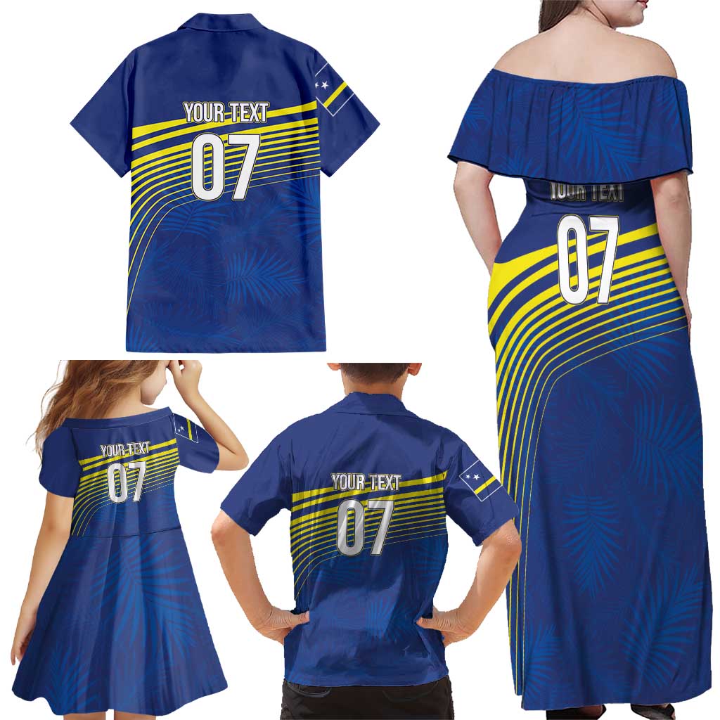 Curacao Football Custom Korsou Blue Wave Family Matching Off Shoulder Maxi Dress and Hawaiian Shirt Making History - Wonder Print Shop