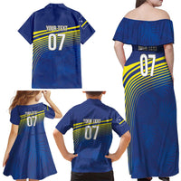 Curacao Football Custom Korsou Blue Wave Family Matching Off Shoulder Maxi Dress and Hawaiian Shirt Making History - Wonder Print Shop