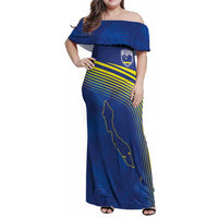 Curacao Football Custom Korsou Blue Wave Family Matching Off Shoulder Maxi Dress and Hawaiian Shirt Making History - Wonder Print Shop