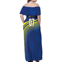 Curacao Football Custom Korsou Blue Wave Family Matching Off Shoulder Maxi Dress and Hawaiian Shirt Making History - Wonder Print Shop
