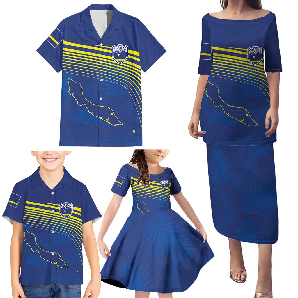 Curacao Football Custom Korsou Blue Wave Family Matching Puletasi and Hawaiian Shirt Making History - Wonder Print Shop