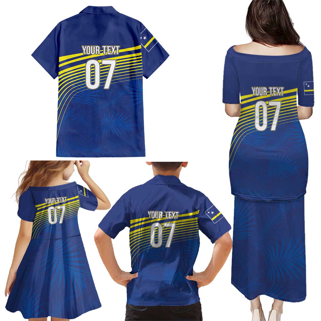 Curacao Football Custom Korsou Blue Wave Family Matching Puletasi and Hawaiian Shirt Making History - Wonder Print Shop