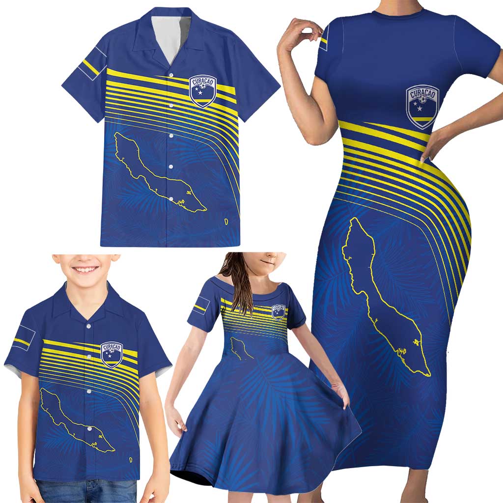 Curacao Football Custom Korsou Blue Wave Family Matching Short Sleeve Bodycon Dress and Hawaiian Shirt Making History - Wonder Print Shop