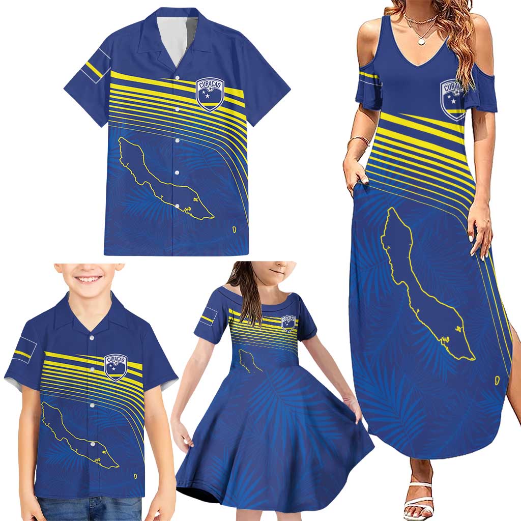 Curacao Football Custom Korsou Blue Wave Family Matching Summer Maxi Dress and Hawaiian Shirt Making History - Wonder Print Shop