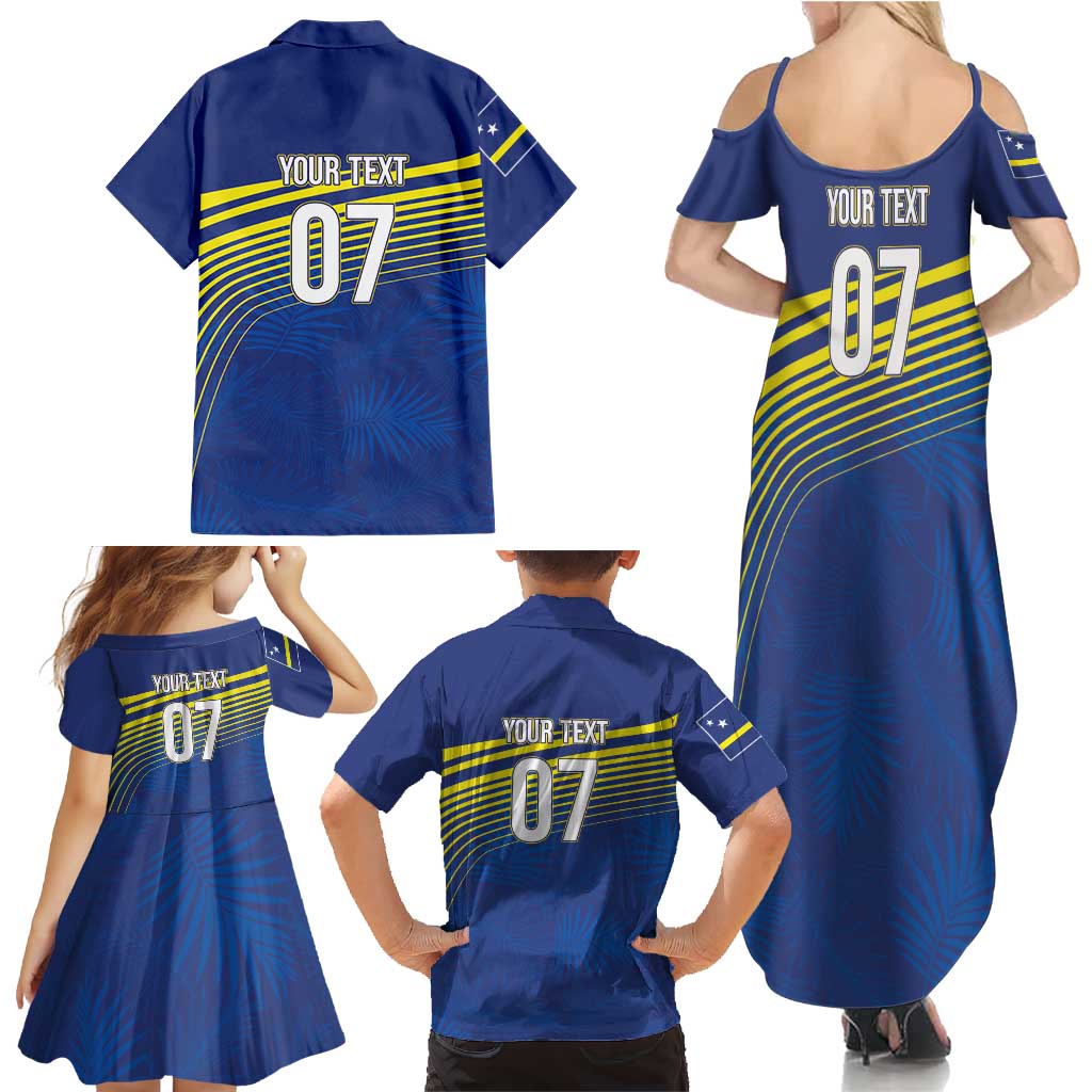 Curacao Football Custom Korsou Blue Wave Family Matching Summer Maxi Dress and Hawaiian Shirt Making History - Wonder Print Shop